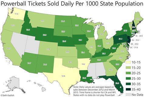 powerball what states map.
